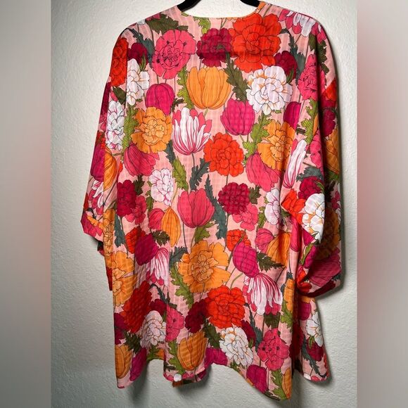 Trina Turk Vibrant Pink and Orange Floral Blouse - Picture 5 of 5